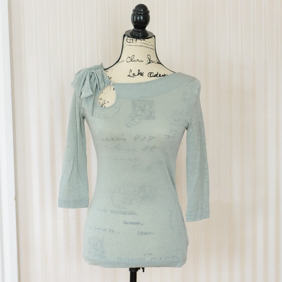 Anthropologie Tops - EUC Deletta Illilouette Silver Shimmer Top
